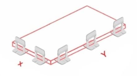 Mostruário demostrando a quantida de espaçadores por plástico